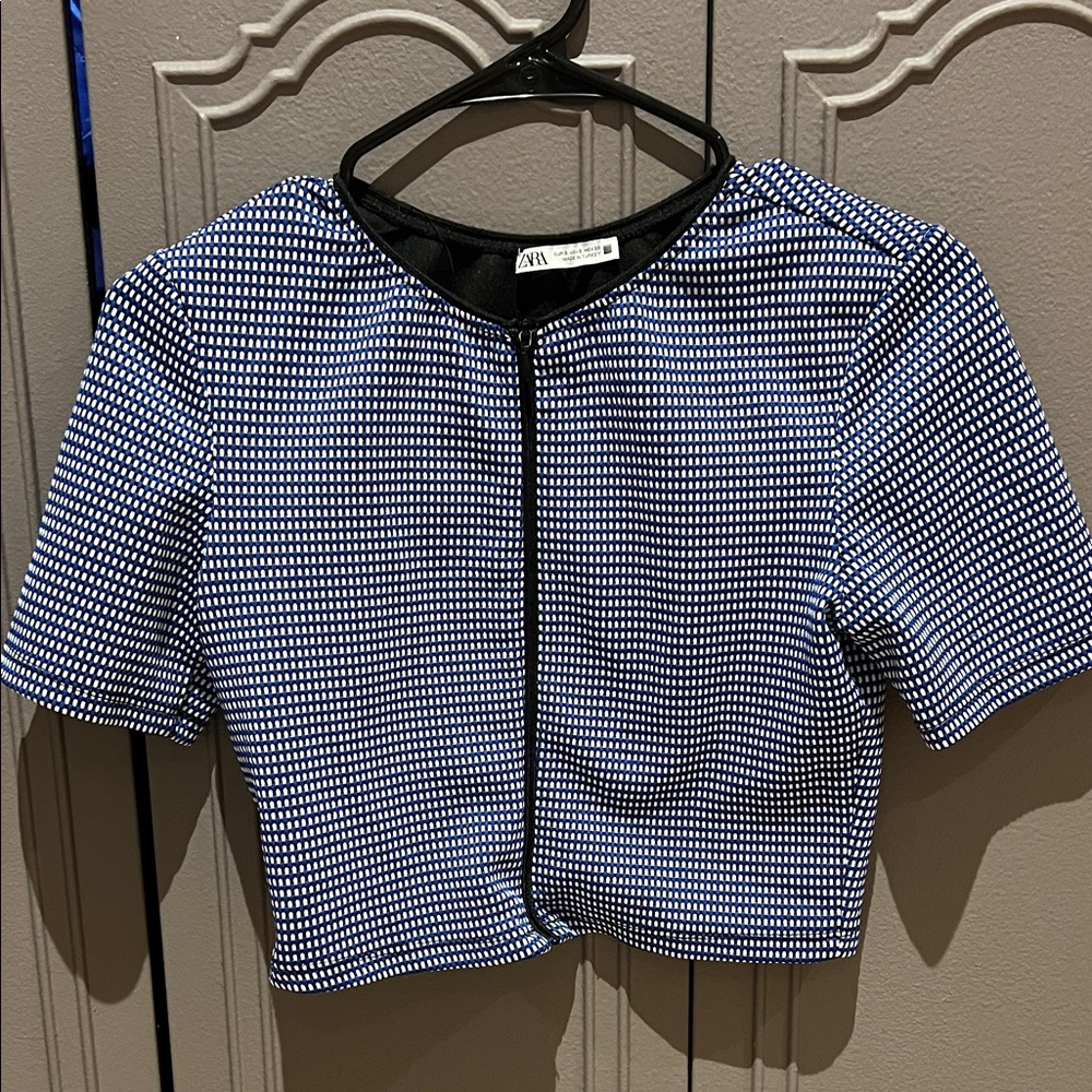 Zara Monochrome Patterned Crop Top